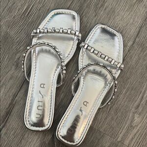 Unisa Silver Crystal Embellished Sandals